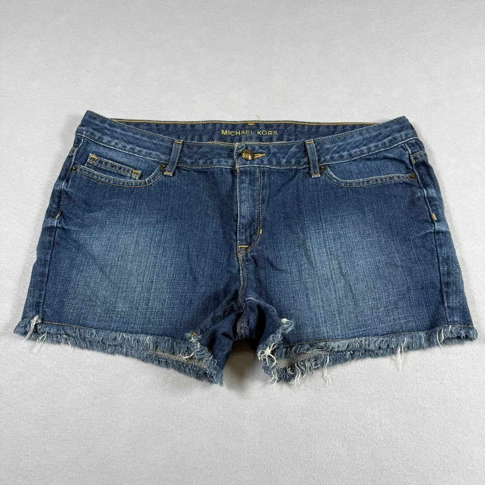 Michael Kors Womens 8 Denim Shorts Frayed Cut Off Low Rise Summer Casual Boho